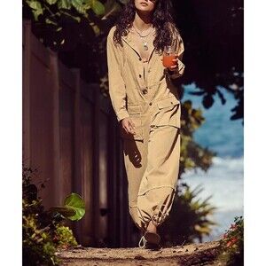 Free People We The Free High-Line One-Piece Jumpsuit Twill Dress Solid XL 287998